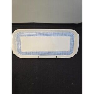 Arzberg Form 2000 Rectangular Tray – 14" Blue Grid – German Modernist Porcelain